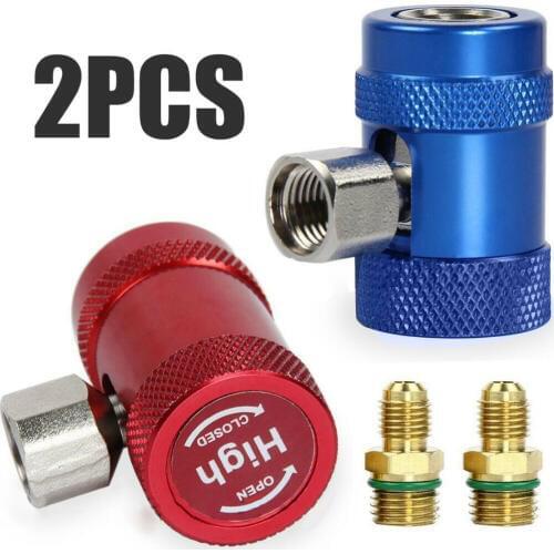 2pcs Brass+Metal R1234yf Quick Connector Adapter Air Conditioning Refrigerant Adapter For AR Refrigeration Systems Fluoride