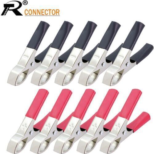 2Pcs 30A Red Black Crocodile Clamps 72mm Alligator Clip Handle Cable Lead Testing Battery Test Lead High Quality Clamp