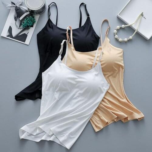 2021 Women Summer Elegant Seamless Sport Camisole Female Ice Silk Bra Padded Sling Vests Ladies Casual Solid Brassiere Tank D939