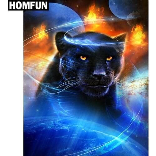HOMFUN Full Square/Round Drill 5D DIY Diamond Painting "Black leopard" Embroidery Cross Stitch 5D Home Decor Gift A06200