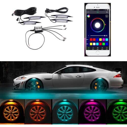 APP control Car RGB LED footwell lightingWheel Eyebrow Neon Lights Fender Under Side Lamp 3 Modes Flash Strobe Breath Decorative