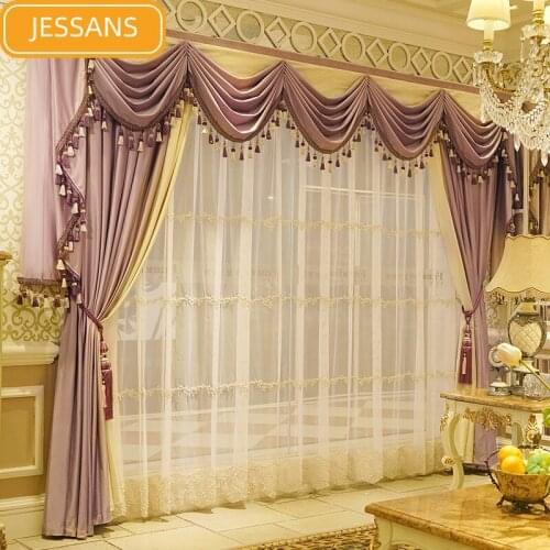 2021 New American Style Retro Velvet Blackout Curtain Velvet Material Hotel Villa Curtains for Living Room Bedroom Finished