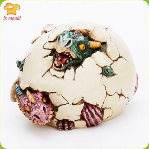 2020 new 3d crack dinosaur egg silicone mold soap, chocolate candle plaster concrete dinosaur baby soap mold