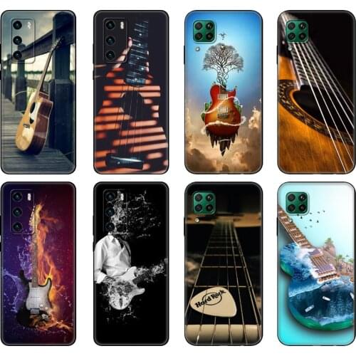 Black tpu Case For Huawei P30 Lite P30 Pro P40 Case For Huawei P40 LITE E P Smart 2020 Guitar Strings Music Guitares Instrument