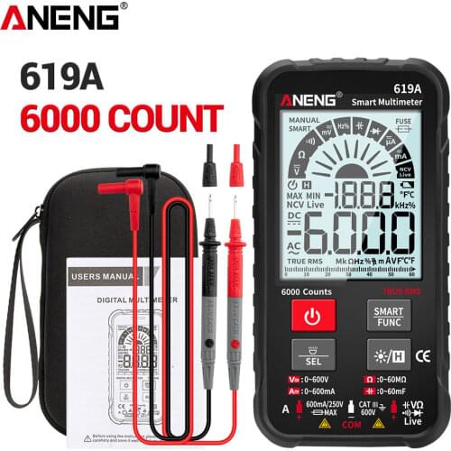New 619A Digital Multimeter True RMS 6000 Counts Testers AC/DC Currents Voltage Professional Analog Bar Multimetro NCV Meter