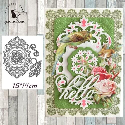 Panalisacraft Flower Lace frame background Metal Cutting Dies And Stamps cut die scrapbooking Album Paper Card Craft Embossing