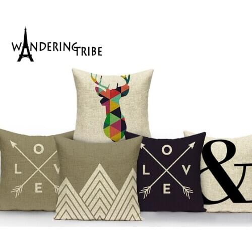 Nordic Styles Geometric Pink Deer Home Decor Pillow Linen Cotton Cushion Decorative Throw Pillows Car cushion Drop Shipping