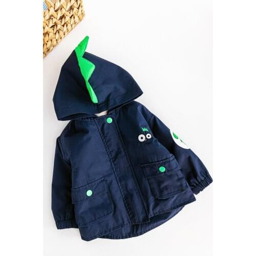 Babymod Dino Figured Hooded Plush Lined Baby Boy Coat