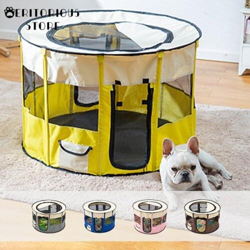 New Indoor For Large Dogs Pet House With Pocket Breathable Portable Dog Tent Foldable Perspective Outdoor Cat Dogs Care Playpen
