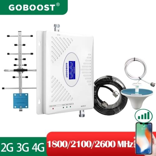 GOBOOST 3G 4G Signal Amplifier Tri Band 1800 2100 2600 Mhz Cellular Repeater DCS WCDMA LTE Dissplay Mobile Phone Booster a Set