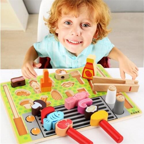 Simulation Kitchen Toy For Children Cookware Bbq Pretend Cooking Play Miniature Food Kid Barbecue Set Montessori Educational Toy