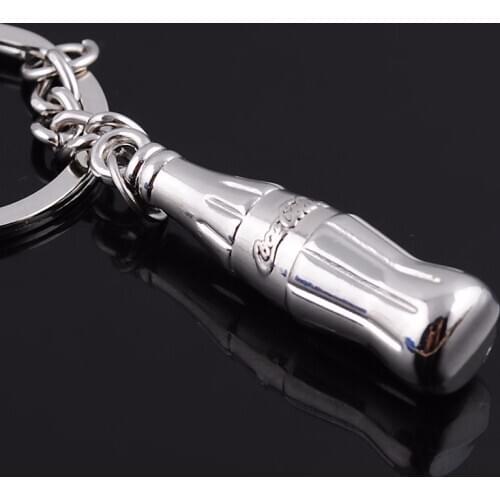 Creative Zinc Alloy Metal Three-dimensional High Simulation Coke Bottle Shape Keychain Car Pendant Key Chain Custom Gift S009