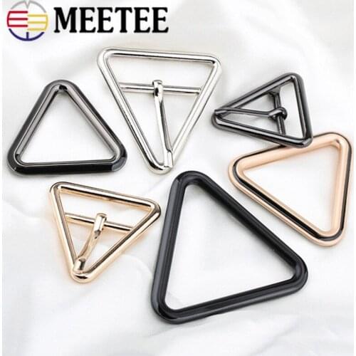 Meetee 5Pcs 25-50mm Metal Ring Hook Belt Buckle Bag Strap Adjustment Pin Buckles Webbing Slider Hook Decoration Til-Glide Clasp