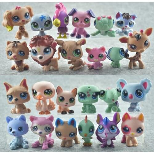 24pcs/set Mini Little Animal Toy Cartoon Cute Dolls Action Figures Cat Dog Horse Pet Shop Collection Desktop Decor Gift For Kids