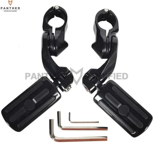 Black 1.25" 32mm Adjustable angle Motorcycle Foot Pegs Moto Foot Rest case for Harley Touring Softail Dyna Sportster
