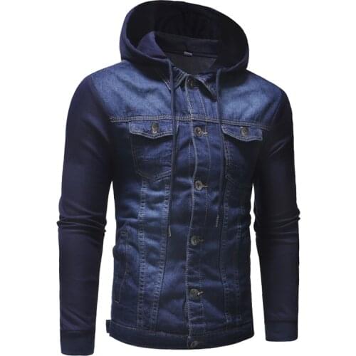 Men Denim Jacket 2021 Mens Cowboy Cotton Slim Fit Single Breasted Jacket Casual Spring Male Hooded Jackets and Coats