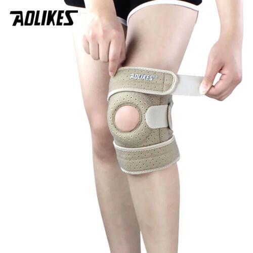AOLIKES 1PCS Breathable Four Spring Knee Support Brace Kneepad Adjustable Patella Knee Pads Safety