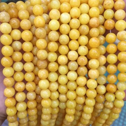 Natural Minerals Stone Polish Deep Yellow Jade Beads Jewelry Making DIY Gemstone Design Bracelet Necklace Earrings