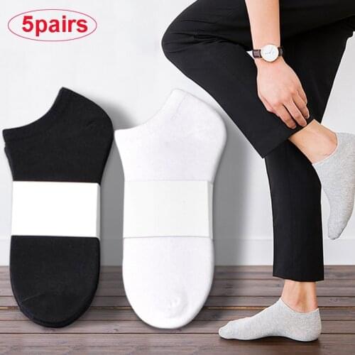 5pairs Cotton Socks Men Casual Breathable Sports Sock Autumn Spring Running Basketball Short Ankle Low Cut Sox Boat Socks
