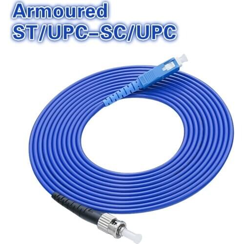 Fibra Optica Free shipping Stock Ready Armoured ST UPC-SC UPC 5PCS SM Fiber Optic Patch Cord Jumper 3.0mm