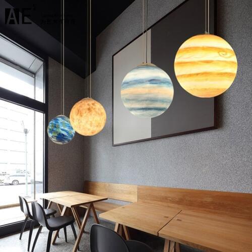 Nordic Planet Pendant Light Creative Pendant Lamp E27 Acrylic Ball Suspension Lamp Childrens Room Lamp Boy Light Girl Lights