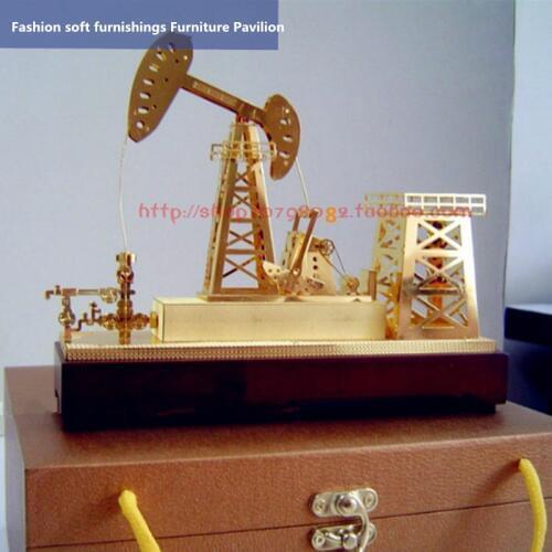 Pure copper gold plated pen pumping unit model office hoe machine ornaments oil production machine static model