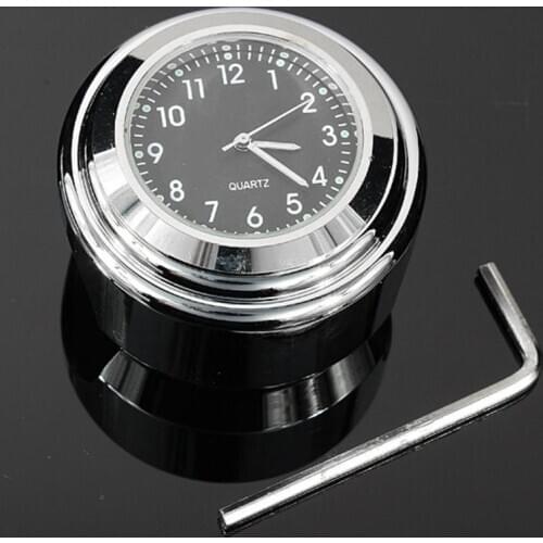 MOTORCYCLE HANDLEBAR BLACK CLOCK Waterproof 7/8 for Halley Motorcycle Bike Handlebar Mount Clock quartz Watch silver color #0928