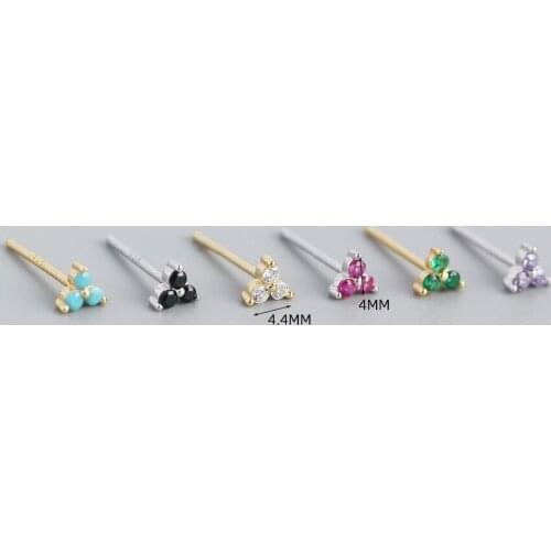 925 Silver Ear Needle Small Six Colors Crystal Stud Earring for Woman Lovers' Couples Bling CZ simple Piercing Jewelry Earrings
