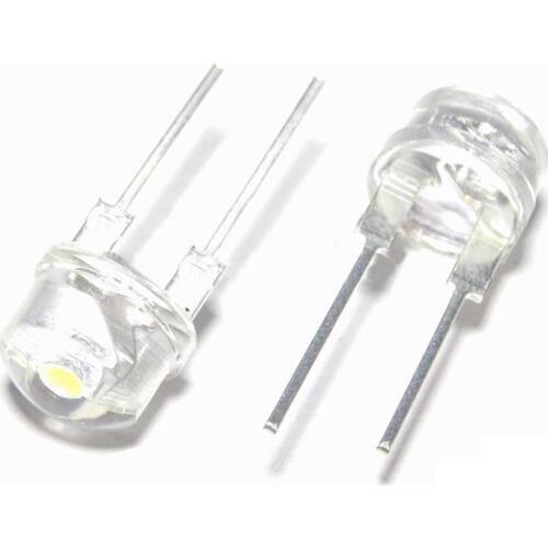 10PCS NEW F8 8mm 0.5W 3.0-3.2V Straw hat LED White Super bright LED lamp Wide Angle Transparent LED Lamp Strawhat LED