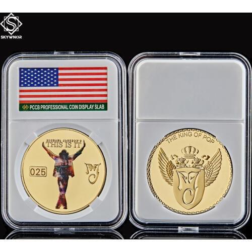 US Super Star Pop Michael Jackson Gold Souvenir Famous People Coin Collection W/ Coin Capsule