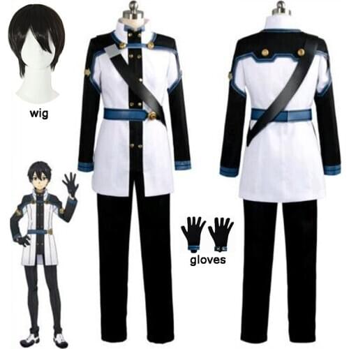Sword Art Online SAO Movie: Ordinal Scale Kirigaya Kazuto Kirito Coat Tops Pants Uniform Anime Outfit Cosplay Costumes and wig