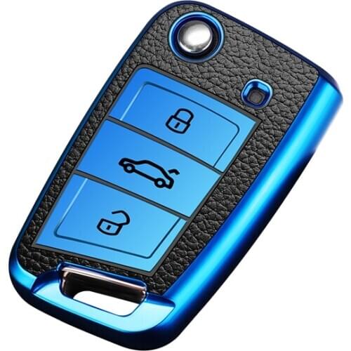 TPU+Leather Car Key Cover Case Shell For Volkswagen VW Golf 7 mk7 Skoda Octavia A7 For SEAT Leon Ibiza 3 Car-Styling Accessories