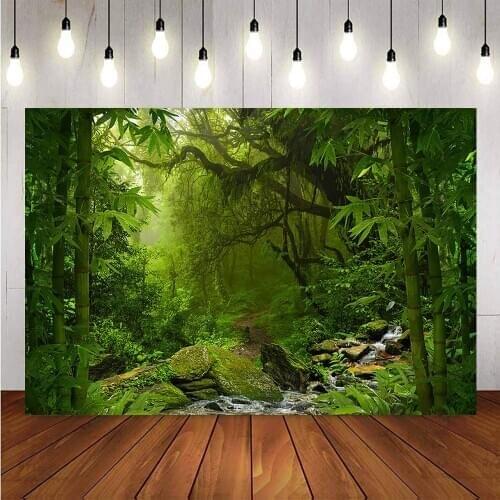 Forest jungle party decoration backdrop for photography green deep path background for photo studio vinyl floor computer printed