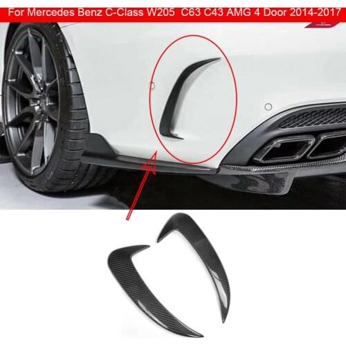 W205 Rear spoiler decoration Carbon Fiber For Benz C-Class W205 Rear Bumper Side Vent Splitters C63 C43 AMG 4 Door 2014-2017