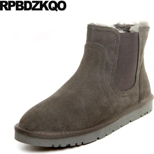 Snow Australian Yellow Short Faux Fur Chelsea Winter Gray Big Size Slip On Designer Shoes Suede Women Ankle Boots 2021 Round Toe