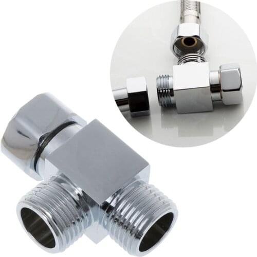 1/2" Brass Chrome 3 Way Diverter Hose Fitting Tee T Shape Adapter Bath Connector