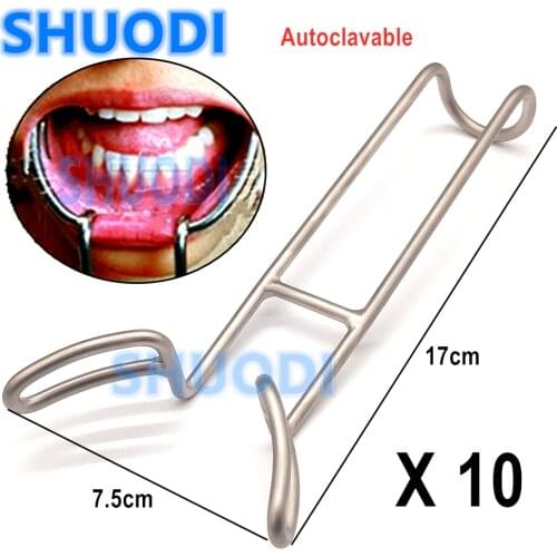 10 pcs Dental Mouth Gag Opener Implant Vestibulum Retractor T shape Retractor Doubl tip lower mandible
