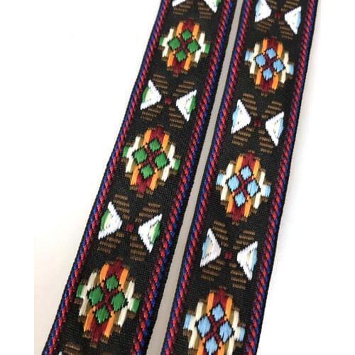 10yards/lot wide about 2.5CM Woven Jacquard Ribbon geometric blue and black color for clothing accessory ZH-5731