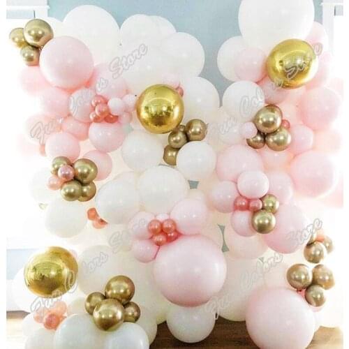 129pcs Doubled Macaron Pink Wedding Birthday Party Backdrop Baby Shower Supplies Holiday Decoration Balloon Garland Arch Kits