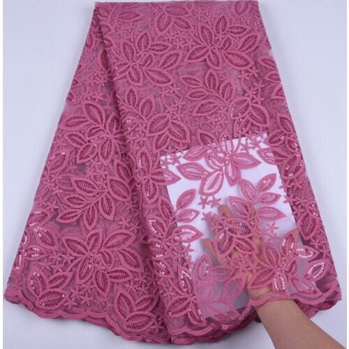 2019 High Quality French Mesh Lace Fabric Latest African Tulle Lace Fabric With Sequins For Nigerian Women Dress Party S1715