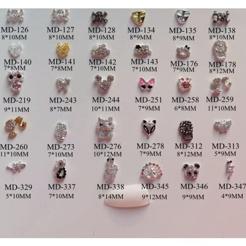 3D 10pcs/bag Different Metal Skull Head Cat Butterfly Mouse Crab Snake Deco Nail Decoration Metal Shinny Deco 2
