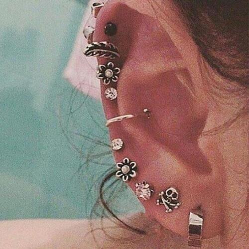 9 Pcs/set Antique Stud Earring Set For Women Flower Crystal Fashion Star Stud Earing Retro Brincos Boho Jewelry Orecchini