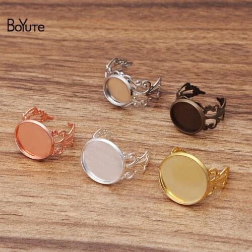 BoYuTe (20 Pieces/Lot) Round 12MM 14MM 16MM 18MM 20MM Cabochon Base Adjustable Ring Blanks Setting Diy Jewelry Accessories