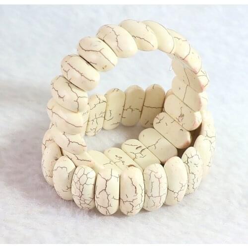 New white calaite fashion turquoises stone 25x10mm hot sale making charms bracelets bangles 7.5" B312