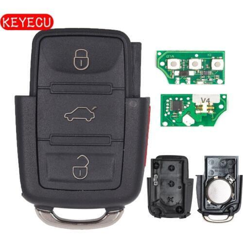 Keyecu Keyless Entry Remote Key Fob 3+1 Buttons 315Mhz for Volkswagen GTI Rabbit 2006 2007 2008 2009,1K0 959 753 H, 1K0959753H