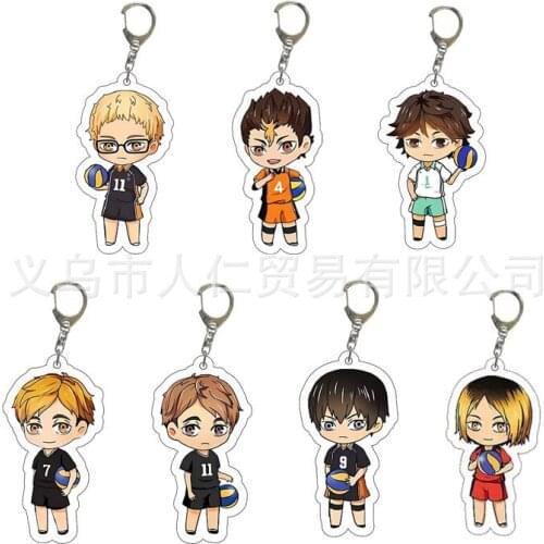 Cartoon Anime Keychain Haikyuu Kawaii Cartoon Character Comic Acrylic Key Ring Bag Car Holder For Women Man Trinket Fans Gifts