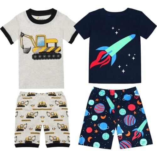 Little Bitty Short Sleeve Kids Pajama Sets for Boys Girls Cotton Childrens Sleepwear Kids Summer Pajamas Baby Infant Toddler