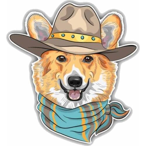 Hipster Dog Corgi Car Sticker Decoration Waterproof Decal Laptop Suitcase Motorcycle Auto Accessories PVC,16cm*15cm