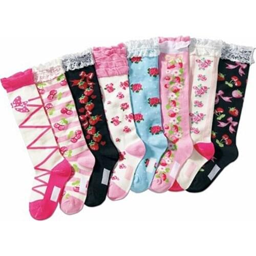 Cotton flower lace kids stocking girl stocking kids tight princess pantyhose 4-7Y
