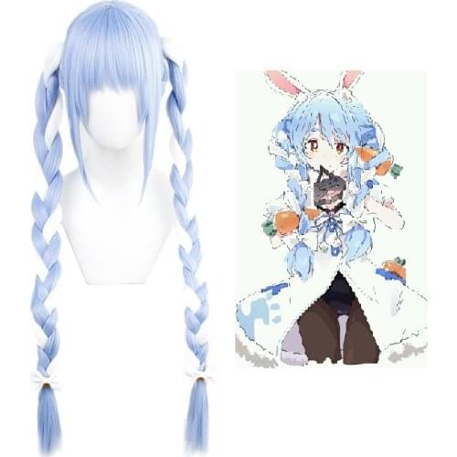 Hololive Usadapekora Wig Blue White Assorted Colors Double Ponytail Wigs Cosplay Fancy Ball Props